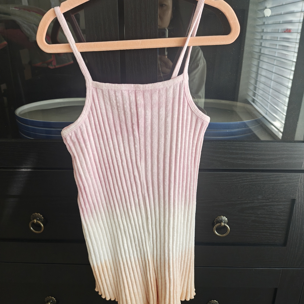 Zara Pink and White Ribbed Romper